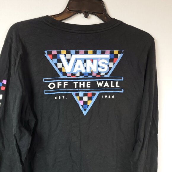 Vans Off The Wall Long Slv Black Checkered Graphic Print TShirt Sz X Large - Picture 8 of 11